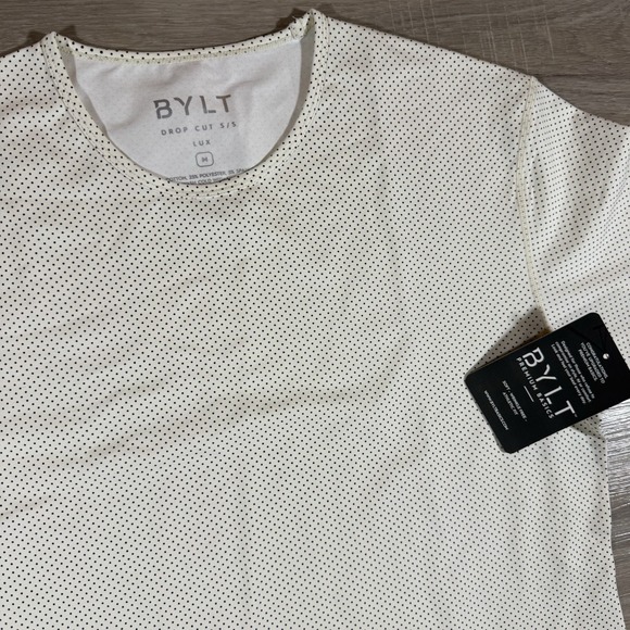 BYLT Basics Other - BYLT Drop Cut S/S Lux Shirt Men's M Cream Polka Dot Stretch Premium Basic New